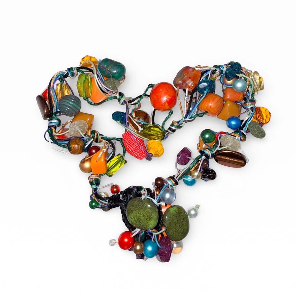 Chunky Boho Rainbow Multistrand Acrylic & Resin Beaded Necklace